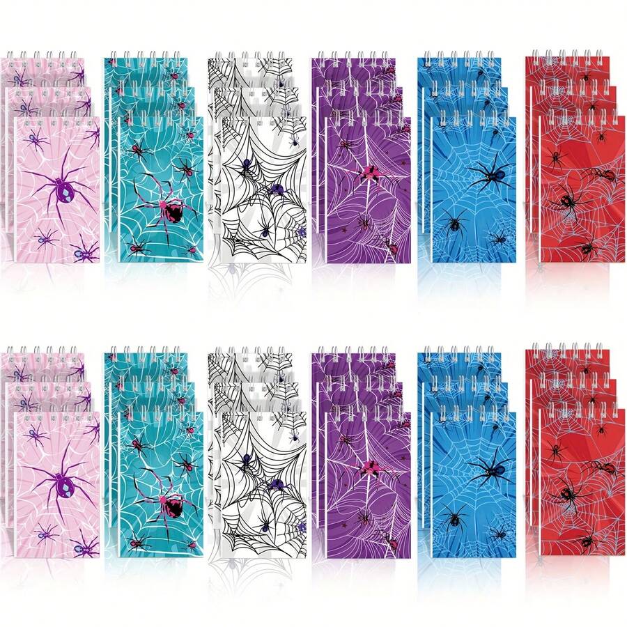 Marvel 12pcs Spider Web Notebook Notebook Pocket Book Spider Party Decoration Message Book Convenient Coil Book Spider Party Gift Birthday Party Decoration Supplies - Multicolor - View 1
