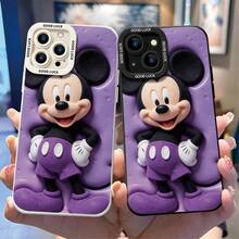 Disney Mickey Mouse Phone Case, Purple Starry Protective Cover. Compatible With IPhone 17, 16, 15, 14, 13, 12, 11 Pro Series And Galaxy S22, S23, S24, S25 Models, Featuring Mickey In Plush Texture Against A Glossy Purple Background With Stars, Perfect For Bold Disney Fans, Ideal For Birthdays, Holidays, Anniversaries, Graduation Gifts, Or Any Special Occasion To Surprise Family, Friends, Classmates, And Loved Ones. - màu đen - Xem 3