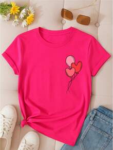 100% Cotton T-Shirt With Heart-Shaped Balloon Design - 白色 - 查看 6