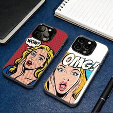 Funda de teléfono L-Lichtenstein Pop Aesthetic para iPhone 17, 16, 15, 14, 13, 12, 11 Plus, Pro Max, cubierta interior plateada de color. - Azul - Ver 1