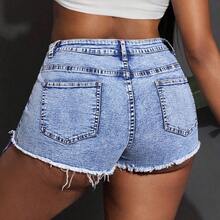 Slayr Plus Size Women 4th Of July Sexy Stretch Denim Super Short Shorts, Blue Women Summer Clothing Women Clothes Woman Summer Clothes Women Bottoms Women Jeans Plus Size - Negro - Ver 3