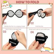 1pc INS Style Foldable Round Fan, French Minimalist Floral Cursive Print Portable Small Electric Fan, Reusable Daily Cooling Fan - View 7