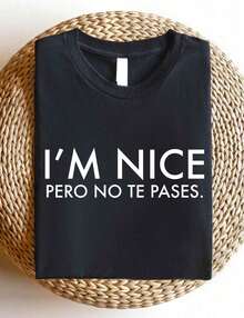Camiseta Divertida para Mujer con Texto en Español - "Estoy bien, pero no lo excedas" - Estilo de Declaración Audaz - Texto en Blanco y Negro - Corte Holgado para Uso Diario Casual - Regalo Cultural Momei, Adecuada para Latinas y Mujeres Bilingües, Camiseta con Estampado de Moda de Verano, Tela Cómoda - Blanco - Ver 6