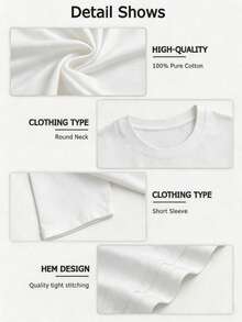[Summer New Arrivals] Men's Fashion Solid Color Crew Neck Short Sleeve T Shirt, Comfortable Breathable Summer Casual Top, Versatile Graphic Tee Suitable For Daily Wear Outdoor Riding Street Hangout - 白色 - 查看 4