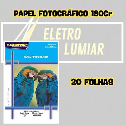 Papel Fotográfico Masterprint 180g A4 Glossy para Fotos e Convites até 100 Folhas