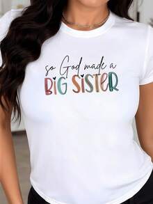 Mensaje positivo que celebra el amor familiar y la alegría de ser una hermana mayor con letras coloridas y toque tierno camiseta de mujer casual divertida blanca - Blanco - Ver 1