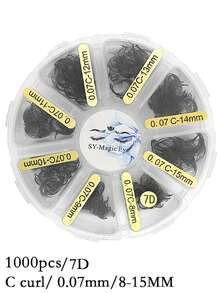 Một hộp 1000 chiếc lông mi giả hình quạt, chân nhọn, độ dày 4D/5D/6D/7D/8D/10D/12D, độ dày 0.07mm, chiều dài 8-15mm/8-15mm hỗn hợp, độ cong C/D, mềm mại và tự nhiên, dễ mang theo, lông mi giả được gắn thủ công, thích hợp cho tiệc tùng và du lịch. - Xem 43