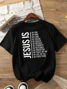 Camiseta estampada por delante y por detrás con diseños de And Faith, de manga corta y cuello redondo, estilo casual y elegante para mujer, top estampado de doble cara para mujer.Camiseta Y2k - Negro - Ver 2