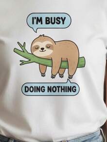 Another Graphic T1EE I'm Busy Doing Nothing Humor Shirt - White - View 1