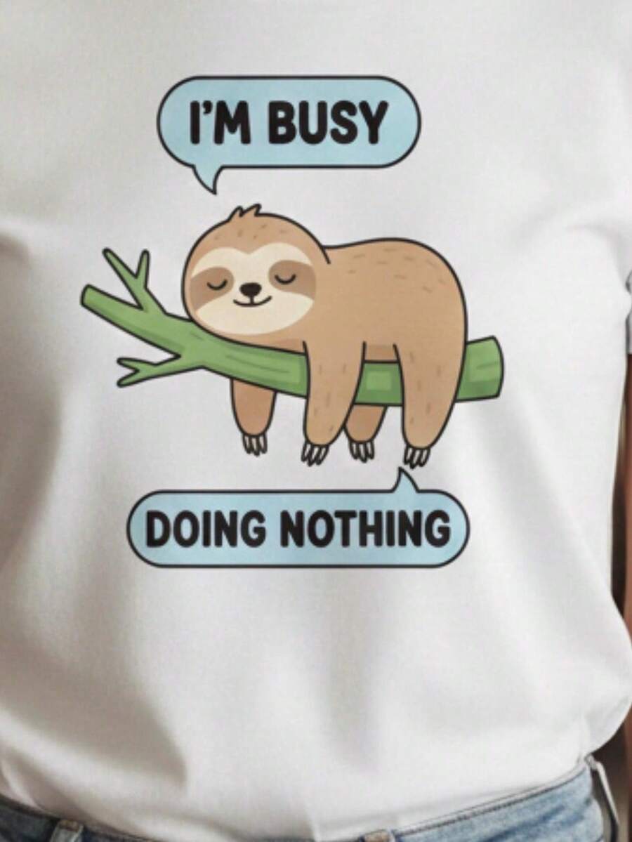 Another Graphic T1EE I'm Busy Doing Nothing Humor Shirt - White - View 1