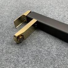 一套方形黑金不锈钢浴室洗脸盆龙头，高度 29 厘米/11.42 英寸，触控式台上盆龙头，现代简约设计，适用于浴室 - 黑金色 - 查看 7