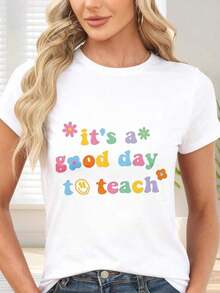 GiftCamiseta de  con estampado colorido It's a good day to teach para profesores y escuelaSoft - Blanco - Ver 7