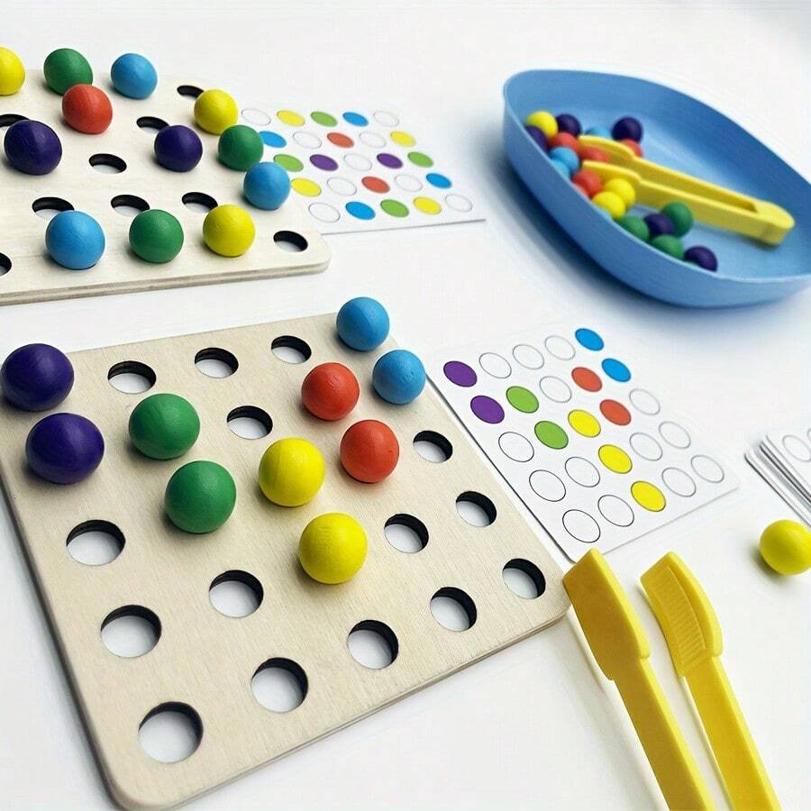 Wooden Bead Clip Toy, Educational Numerical Battle Game, Developmental Toy For Two Players - Multicolor - View 1