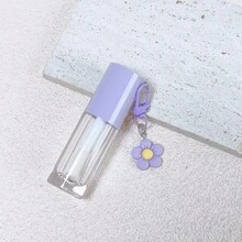 1 cái hộp đựng son bóng rỗng 6ml màu hồng, trắng, tím, xanh lá cây, xanh dương, có cọ lớn, kèm ống đựng son bóng và dầu dưỡng môi, có móc khóa hình hoa. - Nhiều màu - Xem 8