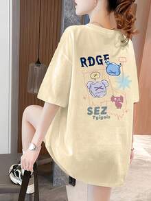 Camiseta de manga corta para mujer, holgada y delgada, moderna y atractiva, de tela suave y transpirable. - Color azul marino - Ver 8
