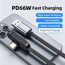 Durcord 66W USB A zu Typ-C schwarzes Ladekabel, Länge 1m/1,5m/2m, Typ-C Schnellladekabel kompatibel mit iPhone 17/16/15/14, Pro/Pro Max/Plus, Pro 12.9/11, Air 4/5, Mini 6, Honor X9c/400, ideal für Muttertag/Vatertag/Ostern/Fußball-WM/Reisen, kompatibel mit Samsung, Pixel und anderen USB-C Geräten - Schwarz - Übersicht 9