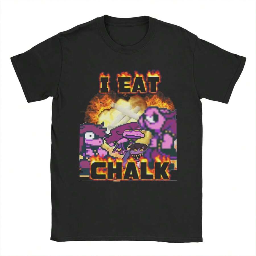 Susie (I Eat Chalk) Men's And Women's Pure Cotton Graphic Print T-Shirts, Made From A Durable, Soft-To-The-Touch Premium Fabric, Are Flattering For All Body Types And Ideal For Everyday Wear. These Breathable And Lightweight Casual T-Shirts Make Stylish Fall Outfits Perfect For Everyday Wear, Outdoor Activities, Parties, Vacations, And Themed Events Year-Round. - 黑色 - 查看 1