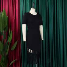 Vestido ajustado con lentejuelas, elegante y veraniego para oficina, talla grande para mujer - Negro - Ver 6