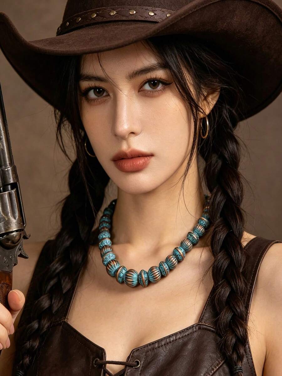 3件套复古西部风/灵感纹理锡制CCB米珠简约男女通用串珠项链,适合日常佩戴或送礼,节日项链 | 波西米亚风 | 手工设计,波西米亚风饰品。2026新款,重要节日的完美礼物之选,佩戴后定能收获赞美,现在就添加到您的珠宝收藏中吧!如果您满意,请留下五星好评并分享您的照片。 - 項鍊 - 查看 1