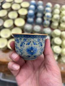 高端中式陶瓷茶具，家用瓷器茶具，中式茶杯，乔迁节日礼品，茶杯，精致茶杯，陶瓷茶具，功夫茶杯 - 彩色 - 查看 4