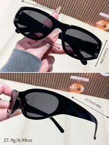 1 Pair Fashionable Y2K Black Fashion Glasses, Suitable For Beach And Travel, Retro Square Frame Sports Glasses, Suitable For Outfits And Back To School Season - Black - View 2
