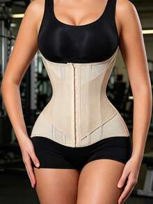 1pc Women's Compression Sports Bra Waist Trainer, Tummy Control Shapewear With Back Support Belt - Apricot - View 14