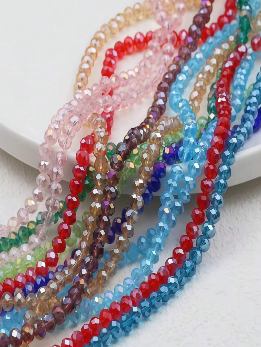 600Pcs 3mm AB Color Faceted Crystal Glass Beads, Rondelle Loose Spacer Beads For Jewelry Making DIY Crafts Wind Chimes Suncatchers Bracelets Necklaces - Multicolor - View 1