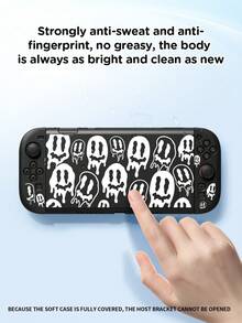 极简黑白骷髅笑脸图案保护壳，兼容Switch NS/Switch OLED/Lite，适用于新款Switch2（2025）/Switch主机配件保护壳/收纳包，包含骷髅摇杆帽，便携旅行，保护您的主机，Switch玩家的最佳万圣节礼物 - 彩色 - 查看 5