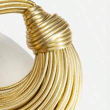 Popular Personalized Woven Handmade Bends And Hitches Packs Ramen Dumplings Clouds Women Hand-Carrying Crossbody Bag,Chic Circular Woven Handle Bag - Metallic Gold Finish, Stylish Party Accessory Hand-Woven Bread Women's Clutch Top Handle Satchel Shoulder Crossbody Creative Noodles Purses Underarm Bag Handbag - Vàng - Xem 7