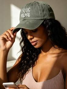 Gorra de béisbol casual unisex con bordado de lema, estampado y lavado desgastado, sombrero protector solar para exteriores - Multicolor - Ver 3