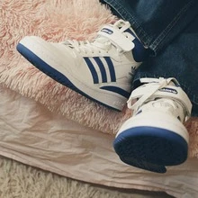 Sepatu Sneakers Adidas FORUM MID Classic Mid-Top Putih - Blue and White - View 5