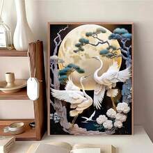 5D钻石画套装，仙鹤图案，全圆形亚克力钻石，手工画布艺术家居墙面装饰 - 查看 3