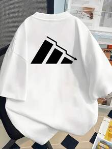 Camiseta con Estampado de Estilo Minimalista Montañoso| Camiseta Casual de Manga Corta y Cuello Redondo para Mujer, Ideal para Primavera y Verano, Estilo Y2k - Blanco - Ver 2