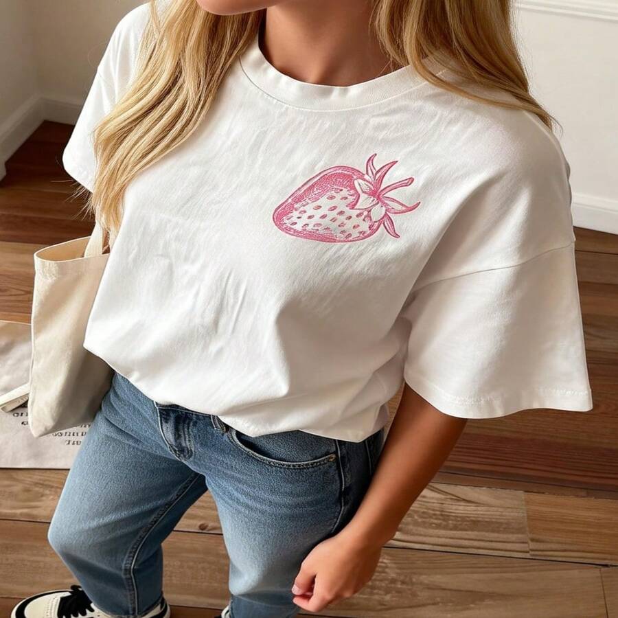 A Women's T-Shirt With A Relaxed Fit, Perfect For Everyday Wear, Urban Fashion, And Made Of Soft, Comfortable Fabric With Short Sleeves. - 白色 - 查看 1
