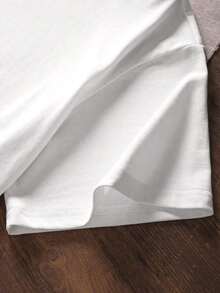 Camiseta de manga corta con cuello redondo, corte holgado y estampado de letras para mujer, verano - Blanco 3 - Ver 3