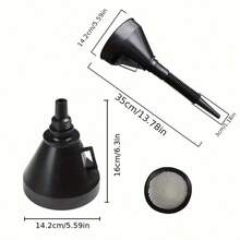 Universal Funnel With Filter For Cars & Motorcycles, Retractable Soft Hose Anti-Leakage Anti-Splash Filling Tool, Oil, Fuel, Coolant Refilling Gadget - Black Funnel - View 3
