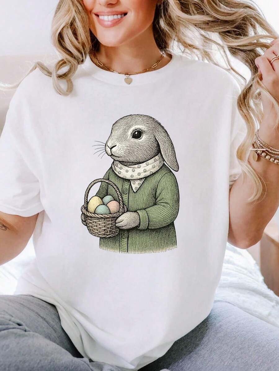 Vintage H1andDrawn Bunny Pascua T1S1Hirt Rabbit Lover A1pparel