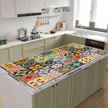 1pc Multicolor Floral Tile Pattern Printed Coffee Bar Mat, Stove Mat, Drainage Mat, Silicone Drainage Mat For Coffee Machine, Rubber Drainage Mat, Super Absorbent And Wear-Resistant Dish Drying Mat, For Countertop, Restaurant, Kitchen, Patio Dining Table Decor, Household Kitchen Supplies, Countertop Decorative Mat - Multicolor - View 6