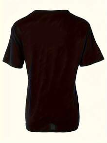 Camiseta de algodón de manga corta para mujer - Negro - Ver 4