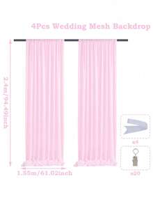 28pcs/4 Sets Pink Wedding Tulle Curtains, Hanging Sheer Curtains, Wedding Curtain Voile, Party Backdrop Decor, Stage Decor Tulle (With Clips), Wedding Accessories, Bridal Shower Party, Birthday Bridal Shower Photo Booth Photo Background, Perfect For Wedding, Birthday, Engagement And More Indoor/Outdoor Events - Pink - View 11