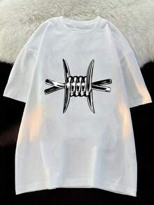 Y2k Fashion Oversize T-Shirt - 白色 - 查看 10
