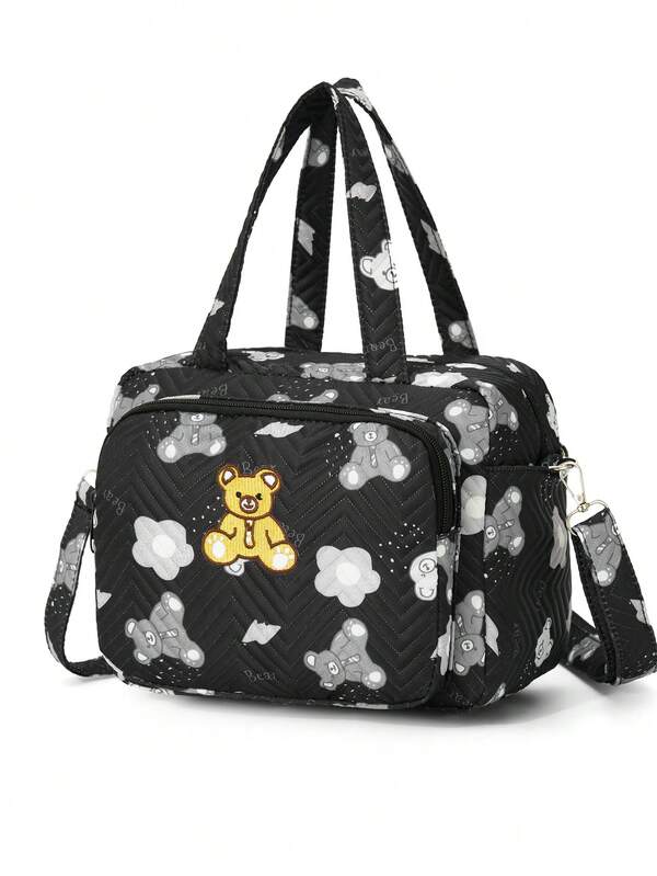 1 pieza Bolso de mamá estilo INS, bolso de mano pequeño con asa de hombro y bandolera, bolso de pañales bordado de moda para uso al aire libre