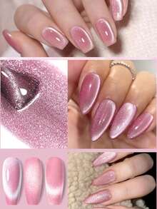 VOKY 4PCS/SE 7ml 4瓶猫眼凝胶指甲油套装 - 银粉蓝水晶磁性凝胶指甲油,适用于美甲 - 彩色 - 查看 8