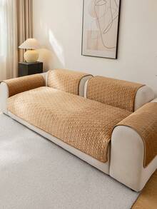 1 tấm bọc ghế sofa bằng nhung màu trơn, thoáng khí và mềm mại cho mùa xuân/hè, có thể giặt máy, thân thiện với thú cưng, bền bỉ cho mọi mùa, bảo vệ đồ nội thất và trang trí ngày lễ, phù hợp với tay vịn và tựa lưng của ghế sofa 1/2/3/4 chỗ ngồi. - Màu Khaki - Xem 6