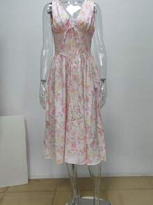 Elegant Modern Long Strapless Printed Backless Dress, New Spring Collection, European Style For Women - Pink - View 4