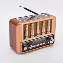 Radio portátil retro, radio de emergencia solar clásica y vintage, altavoz Bluetooth estéreo multifunción TWS, compatible con tarjeta TF/USB - Ver 8