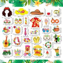 30 piezas Accesorios de fotomatón con temática hawaiana para fiesta, Accesorios de fotografía de fiesta de playa ALOHA, Accesorios de fotografía de fiesta de yate de verano - Ver 2