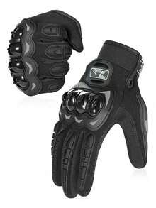 Un par de guantes de motocicleta con pantalla táctil, guantes de motocross y carreras todoterreno negros para motociclistas - Negro - Ver 1