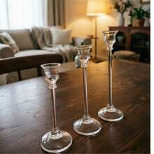 1件/3件裝 壓克力蠟燭台 餐桌蠟燭杯 婚禮裝飾品 燭光晚餐時尚壓克力蠟燭台（不含蠟燭） - 亞克力透明燭台 - 查看 3