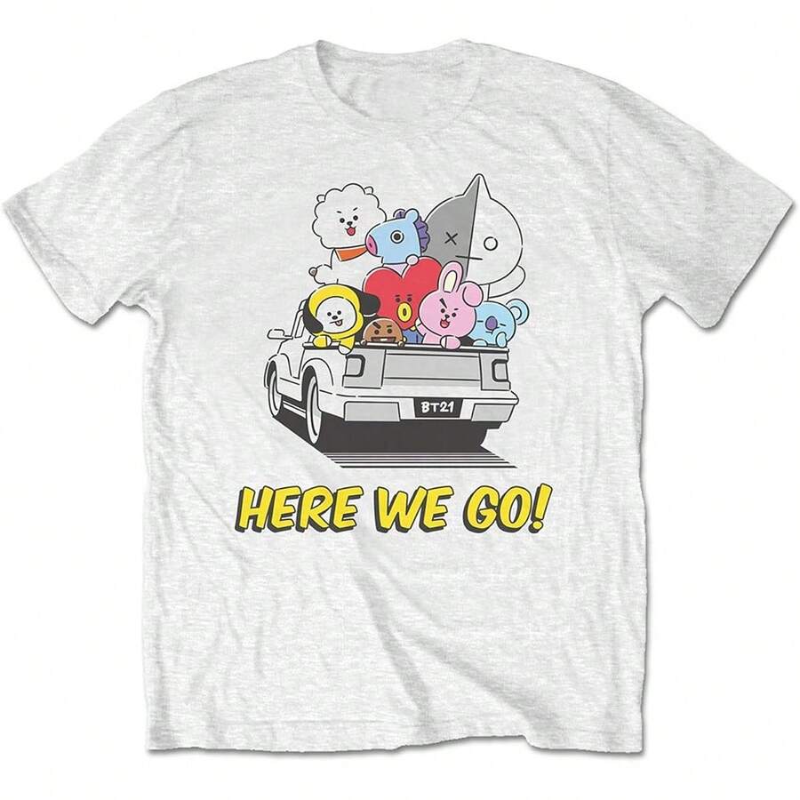 Camiseta de manga corta con cuello redondo de algodón unisex estilo K-pop Galaxy Crew, camiseta casual de algodón puro a la moda, top básico de manga corta holgado para chicas adolescentes y mujeres, versátil para uso diario,  urbana, escuela, vacaciones, viajes, citas, ropa casual para salidas al aire libre. - Blanco - Ver 1